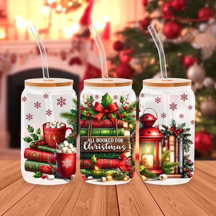 All Booked For Christmas | Glass Cans