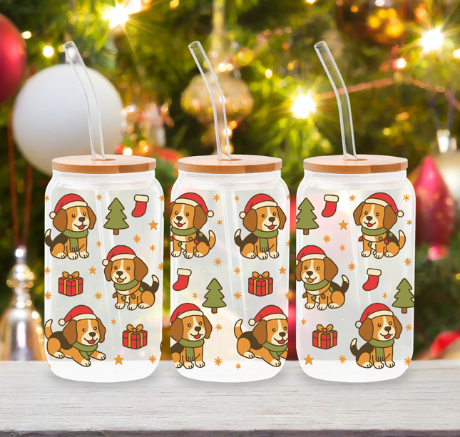 Beagle | Doggy Christmas | Glass Cans