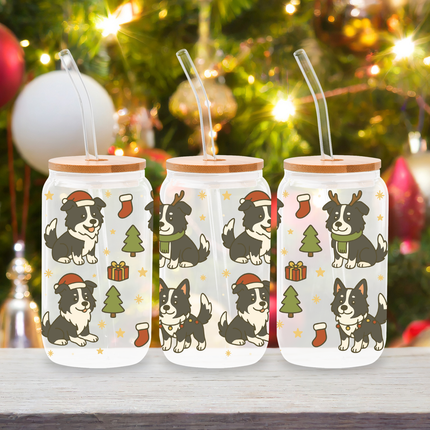 Border Collie | Doggy Christmas | Glass Cans (Copy)