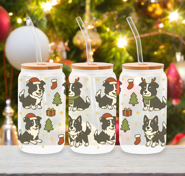 Border Collie | Doggy Christmas | Glass Cans (Copy)