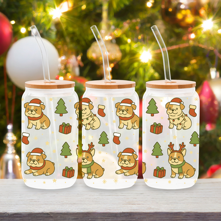 Bull Dogs | Doggy Christmas | Glass Cans