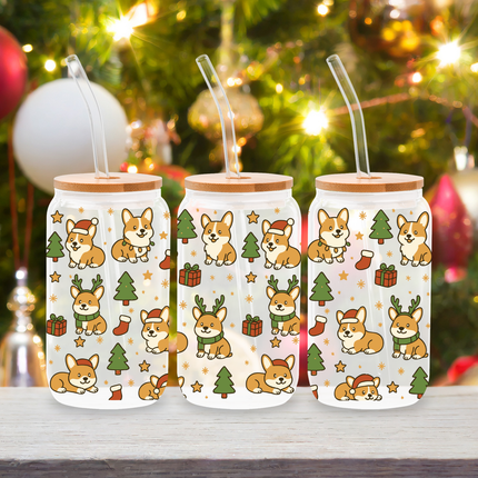 Corgi | Doggy Christmas | Glass Cans