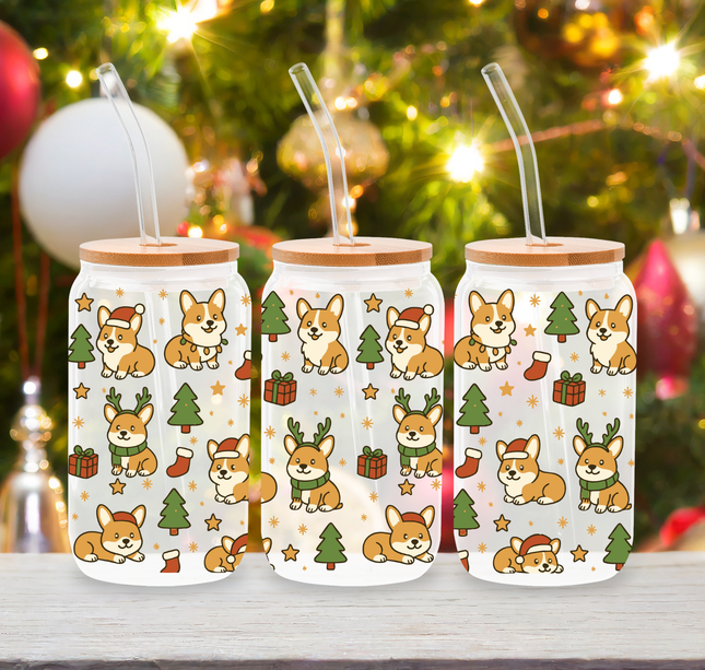 Corgi | Doggy Christmas | Glass Cans