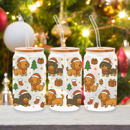 Dachshund | Doggy Christmas | Glass Cans