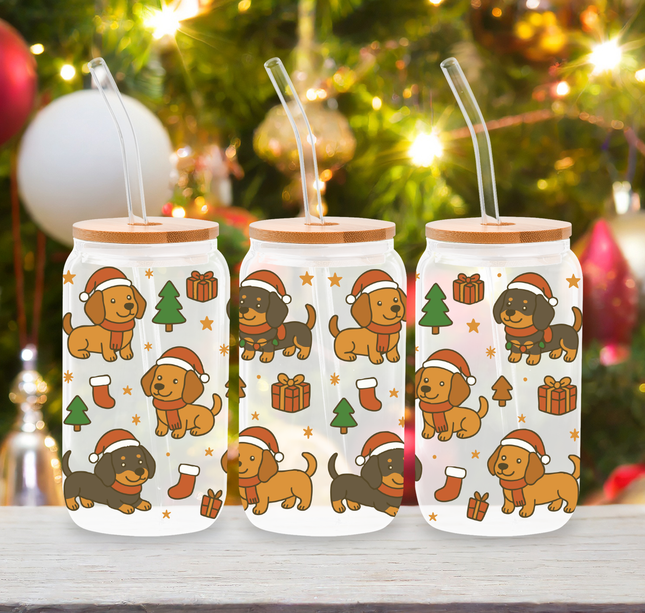 Dachshund | Doggy Christmas | Glass Cans