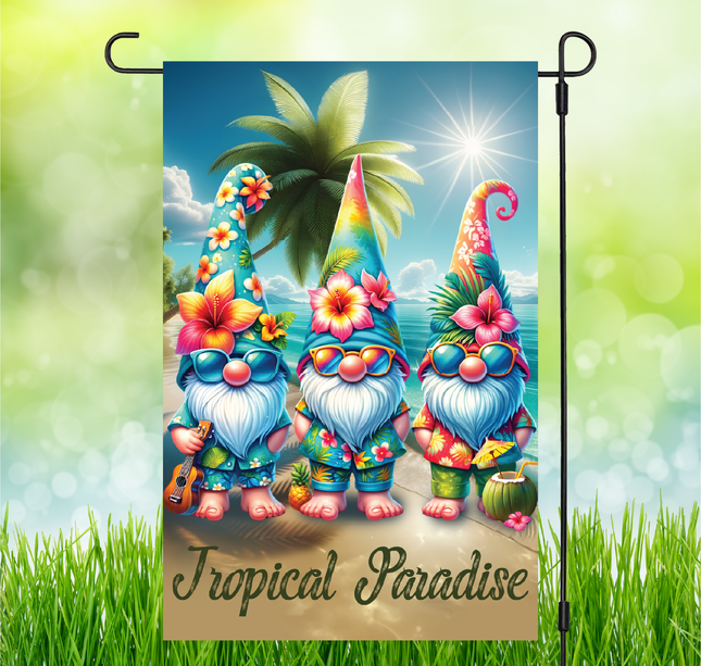 Tropical Gnomes | Garden Flag