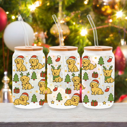 Golden Retriever | Doggy Christmas | Glass Cans