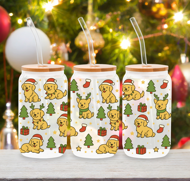 Golden Retriever | Doggy Christmas | Glass Cans