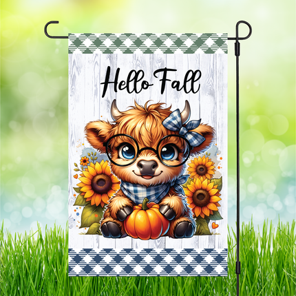Hello Fall Highland Cow | Garden Flag