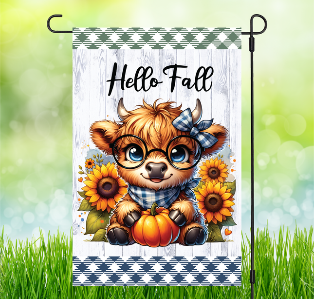 Hello Fall Highland Cow | Garden Flag