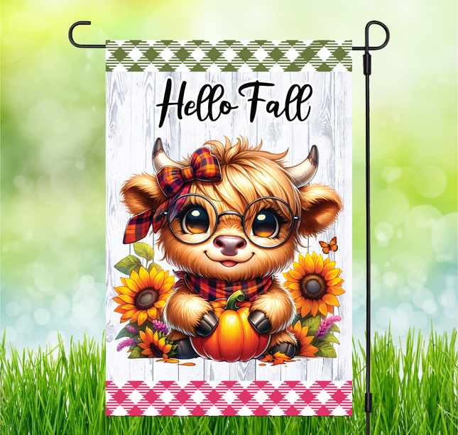 Hello Fall Highland Cow | Garden Flag