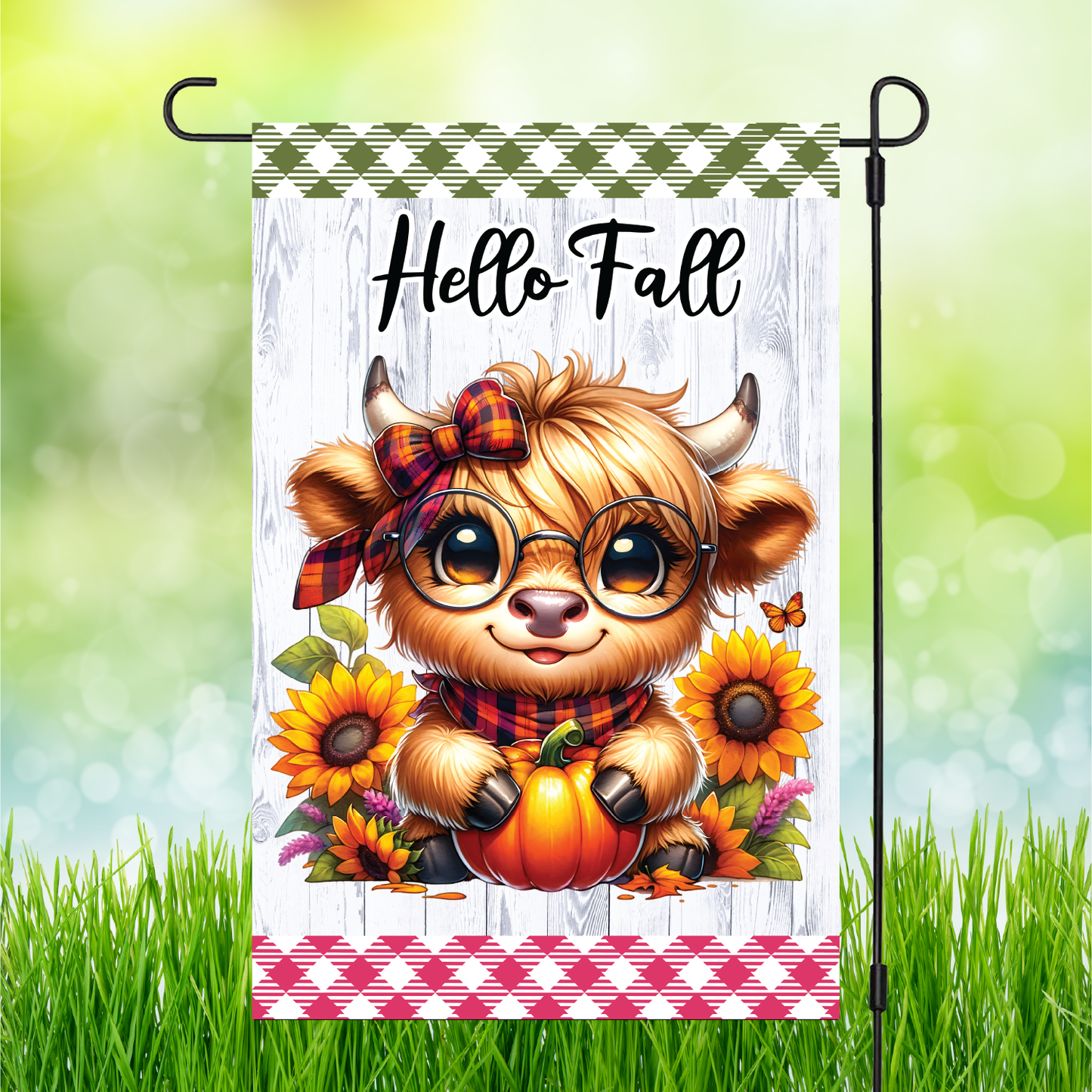 Hello Fall Highland Cow | Garden Flag