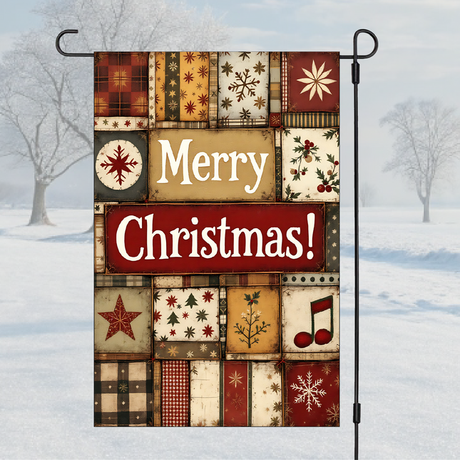Merry Christmas Patchwork | Garden Flag