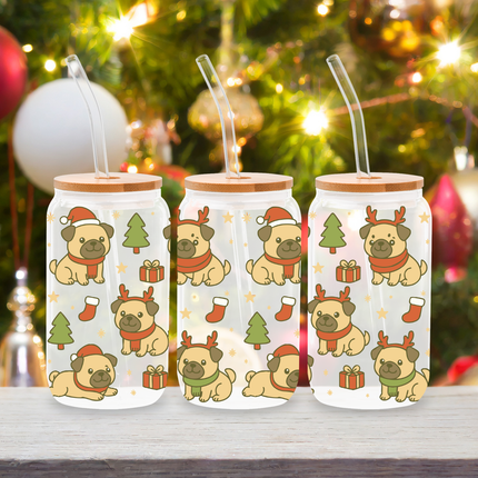 Pug | Doggy Christmas | Glass Cans