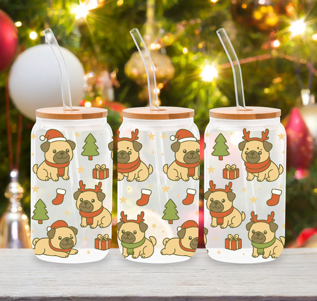 Pug | Doggy Christmas | Glass Cans