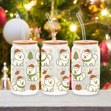 Samoyed | Doggy Christmas | Glass Cans