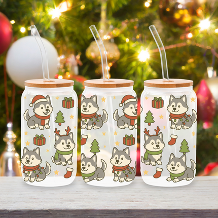 Siberian Husky | Doggy Christmas | Glass Cans