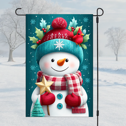 Snowman & Cardinal | Garden Flag