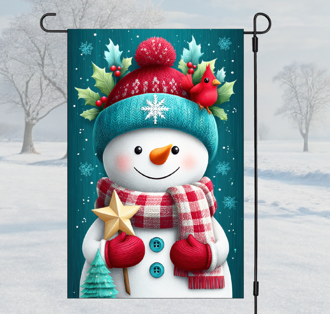 Snowman & Cardinal | Garden Flag