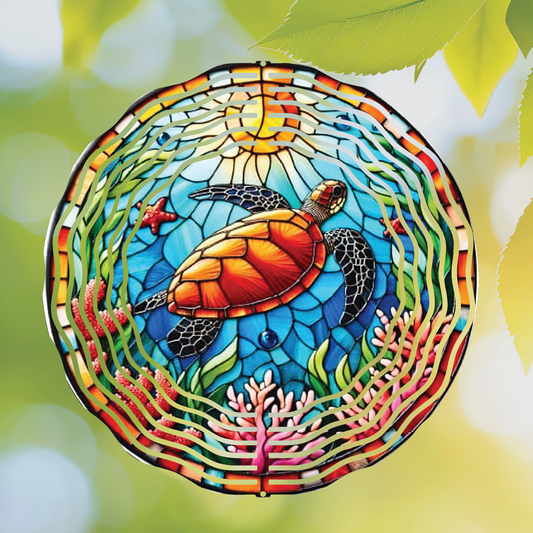 Stain Glass Sea Turtle | Wind Spinner