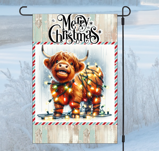 Tangled Highland Cow | Garden Flag